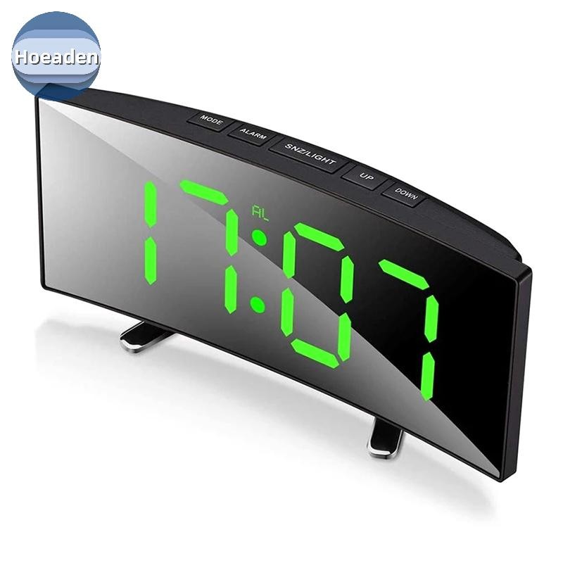Hoeaden 7 Inch Đồng Hồ Báo Thức Kỹ Thuật Số Cong Có Thể Điều Chỉnh Độ Sáng Led Điện Tử Kỹ Thuật Số Đồng Hồ Để Bàn Số Lớn VN
