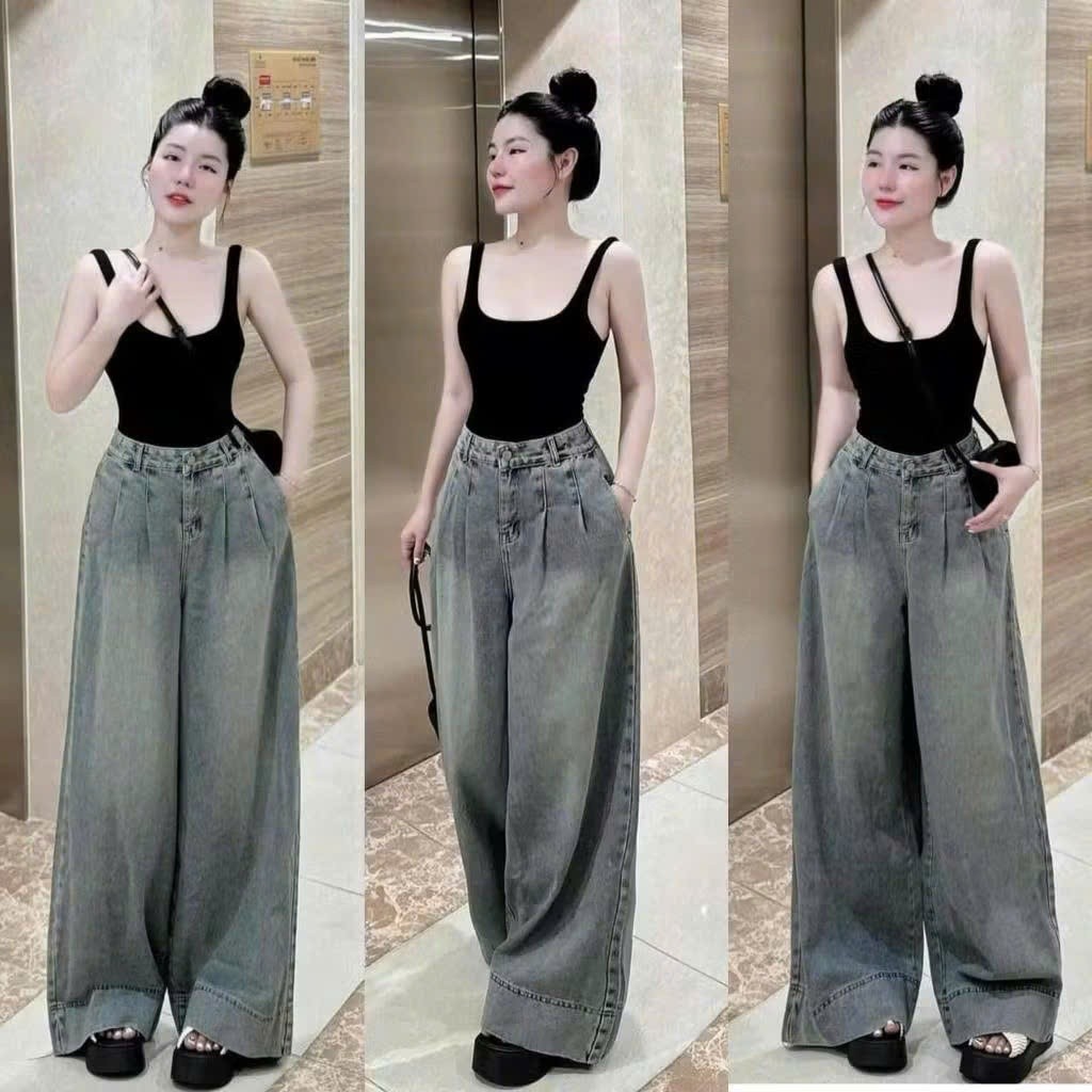 Quần Jean Ống Suông Ly Trước Ống Rộng To Dáng Dài 168.fashion 7657/7224