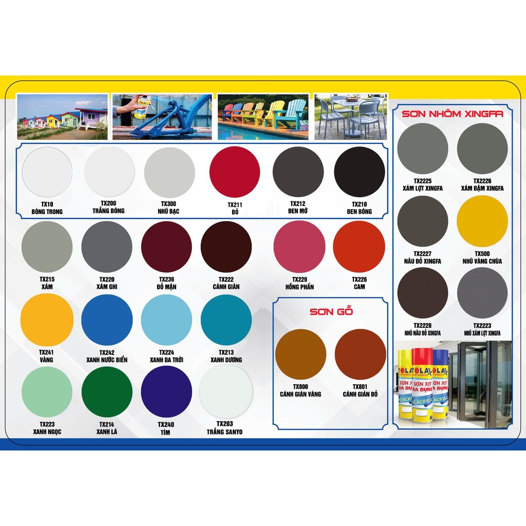  SƠN Xịt Tolax - sơn xịt bóng gỗ . CÁNH GIÁN VÀNG CÁNH GIÁN ĐỎ 
