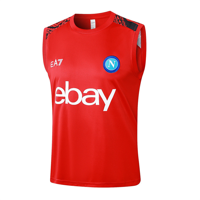 Defoot 24-25 Napoli Red Pregame Warmup Training Jersey Plus Size Cổ tròn Áo thể thao nam