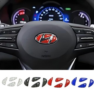 3d Nội Thất Ô Tô Vô Lăng Ô Tô logo Sợi carbon Miếng Dán Bảo Vệ Trang Trí Cho Xe Hyundai Sonata Elantra Kona Creta Tucson Accent IX35 I20 I30car Vô Lăng Kiểu Dáng sticke