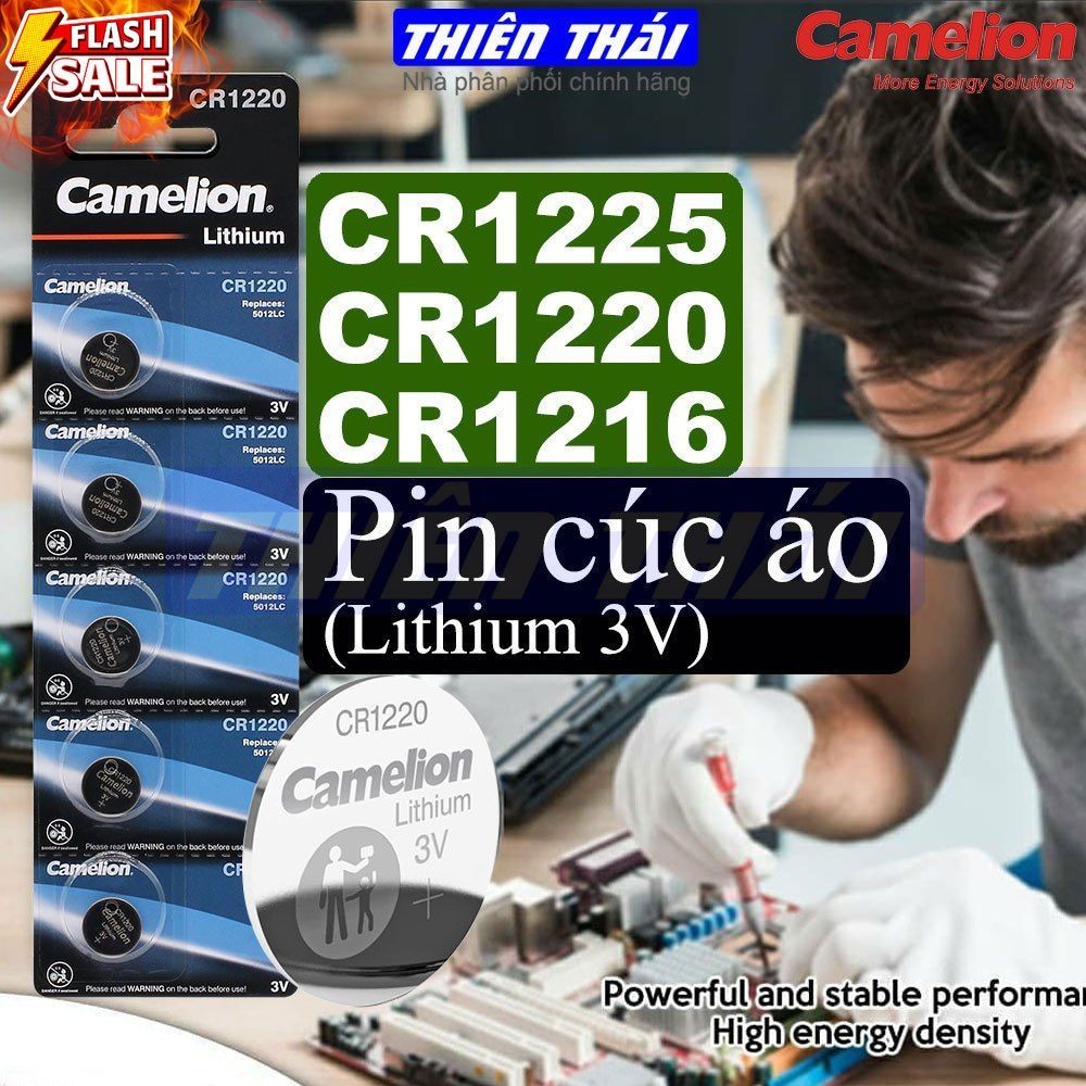 Pin cúc áo Camelion CR1225,CR1220,CR1216,pin Lithium 3V,pin nút áo 3V,pin đồng hồ, cmos(1225,1220,12