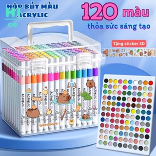  Bút đánh dấu acrylic dành cho trẻ em với nghệ thuật học sinh màu có thể xếp chồng lên nhau 120 màu giấy mẫu giáo không t 
