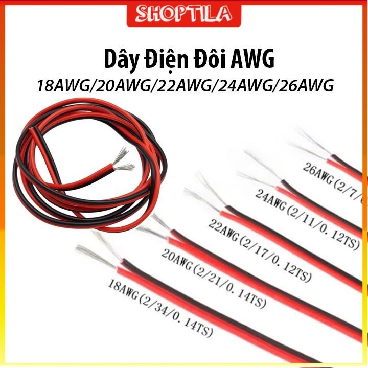 10 Mét Dây Điện 2Pin AWG