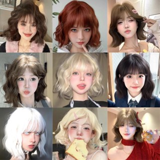 Tóc Giả Ngắn Xoăn Nữ JK Gothic Ngọt Ngào Hàng Ngày Full Mũ Đội Đầu Sửa Chữa Mặt Giảm Tuổi Tự Nhiên Full Girl Tóc Giả