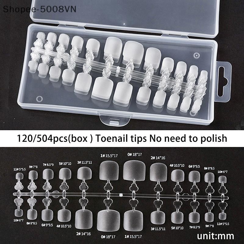 [B & A Apr] 120 / 504 CÁI Bấm vào móng chân với bộ keo dán móng tay, File Matte Gel Toe Đầu móng tay
