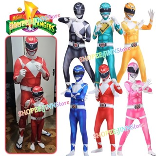-JINN-MIGHTY MORPHIN POWER RANGERS Trang phục hóa trang siêu anh hùng POWER RANGERS Áo liền quần Zentai Suit Carnival Party Bodysuit