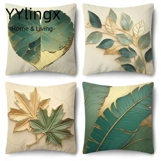  Vỏ Đệm YYLINGX Vỏ Gối Polyester Hiện Đại In Hình Lá Vuông 45 * 45cm Gối Sofa Trang Trí Nhà Cửa 