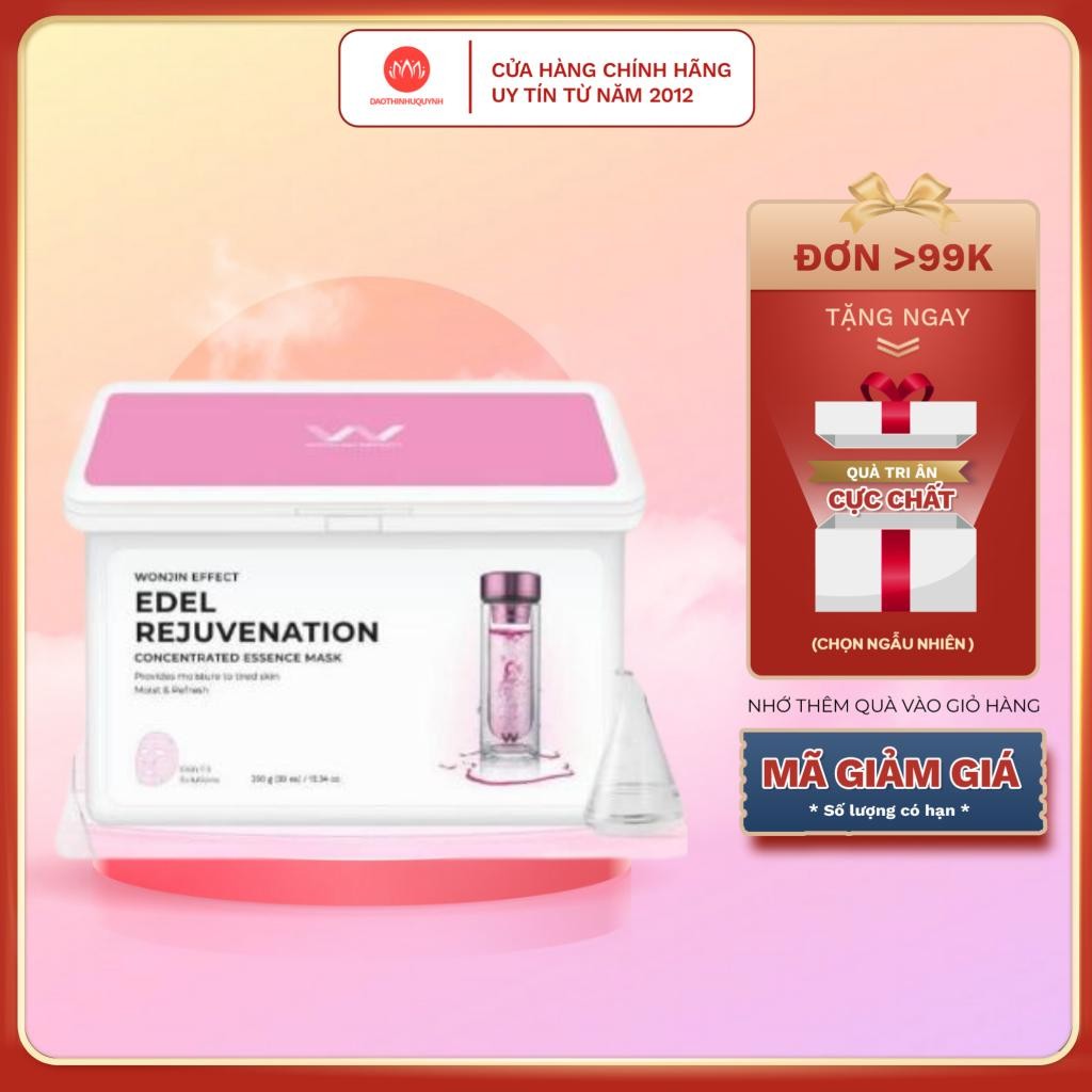 Mặt nạ Wonjin hộp 30 miếng hồng - Mask wonjin Effect Edel Rejuvenation giúp trẻ hóa da mỗi ngày 350g