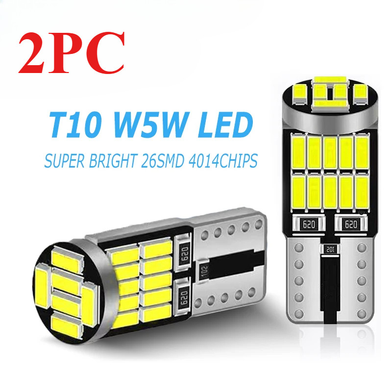 2 Chiếc T10 LED Không Lỗi -free Đèn Trong Nhà Ô Tô 26 SMD 4014 Chip Trắng Nguyên Chất Nhạc Cụ Ánh Sáng Tự Động Bóng Đèn 12V
