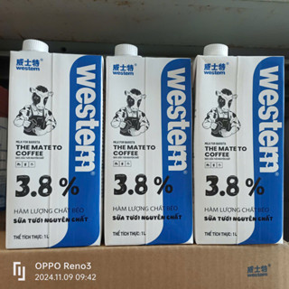 Sữa tươi nguyên kem WESTERN độ béo 3.8 thùng 12 hộp 1 lít