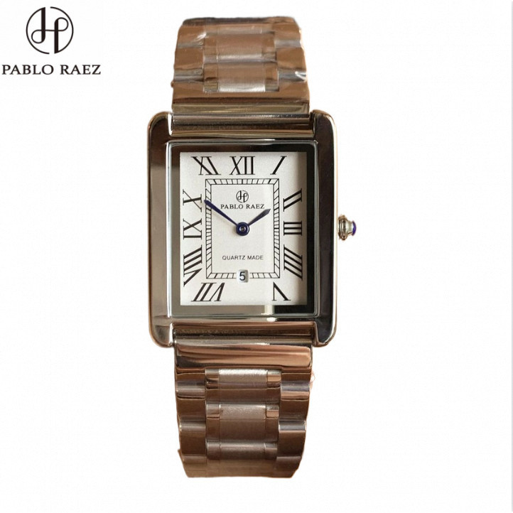 PABLO RAEZ Thương Hiệu Mặt Vuông Nữ Dây Thép Đồng Hồ Thạch Anh Thời Trang Nơi Làm Việc Đồng Hồ Nữ