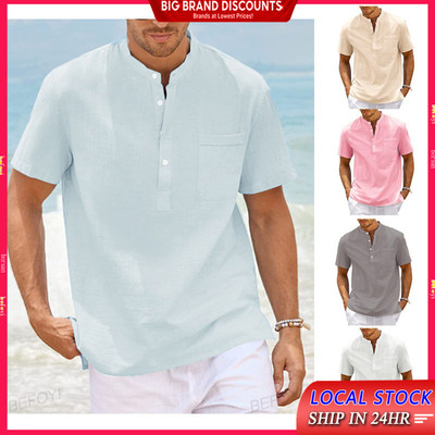 Nam Polo Tay Ngắn Cotton Đứng Cổ Mùa Hè Mỏng Ngắn Thanh Niên Truyền Thống Thường Ngày Kích Thước Châu Âu Nhiều Màu Tùy Chọn Top