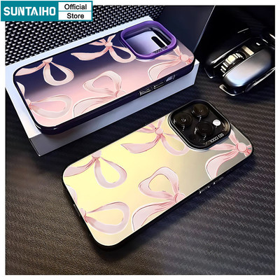 Suntaiho Thẩm Mỹ Vỏ Đẹp Họa Tiết Nơ Ốp lưng iPhone 11 12 13 14 15 16 Pro Max IP TPU Silicone IDM Cứng Cao Cấp Chống Sốc Ốp Lưng