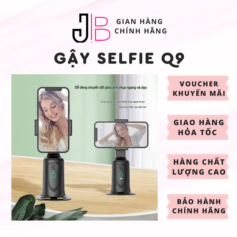 Tay Cầm Gimbal selfie Q9 Tự Động Dịch Chuyển Theo Người Xoay 360 Độ, Không App Không Bluetooth  JB P