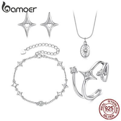 Bông tai bạc Bamoer 925 thiết kế đầy sao Quà tặng trang sức dành cho nữ