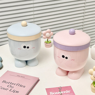 Nhựa Sáng Tạo Hoạt Hình Để Bàn Thùng Rác Có Thể Nắp Bảo Quản Xô Nhà Sinh Viên Ký Túc Xá Xô Linh Tinh Mắt Lớn