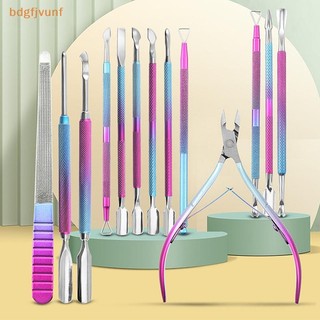 Bdgf Nails Steel Push Double Head Horseshoe Steel Push Dead Skin Push Front Bevel Làm móng tay Peeling Nail Art Dụng cụ làm móng tay VN