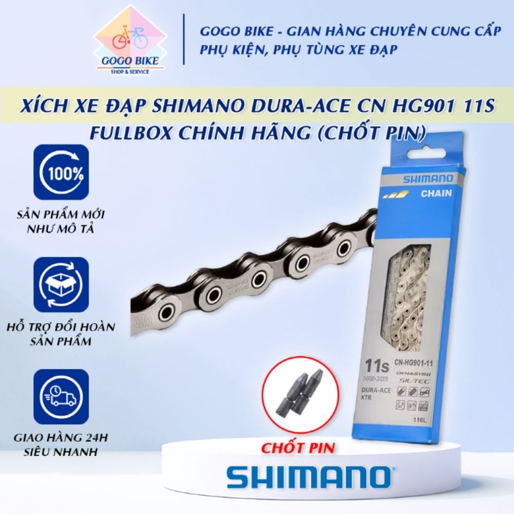 Xích sên xe đạp Shimano DURA-ACE CN HG901 11 Speed - Fullbox Chính Hãng (CHỐT PIN)