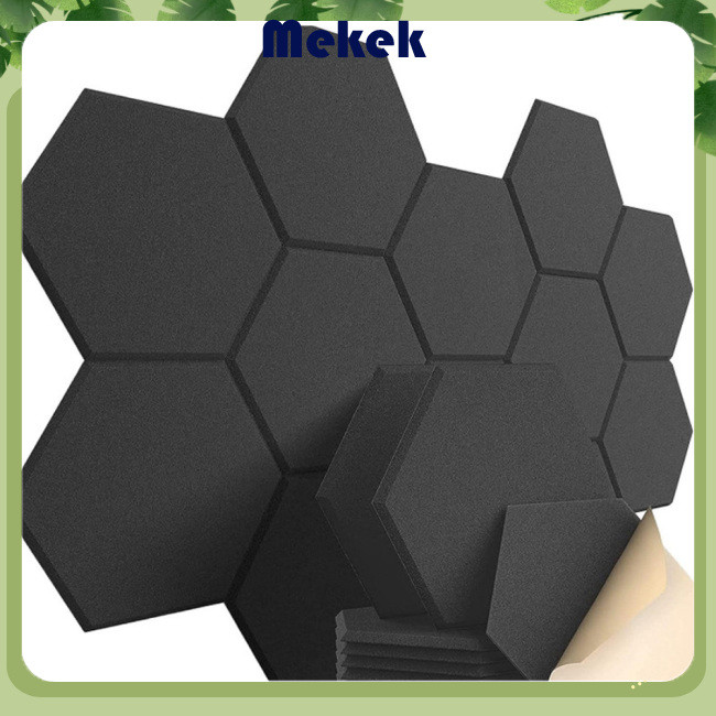 Jows 12 Tấm Acoustic Tự Dính, Đệm Cách Âm, Tấm Bọt Cách Âm Lục Giác Mật Độ Cao, Tấm Tường Acoustic Cho Phòng Thu Gia Đình Trong Nhà