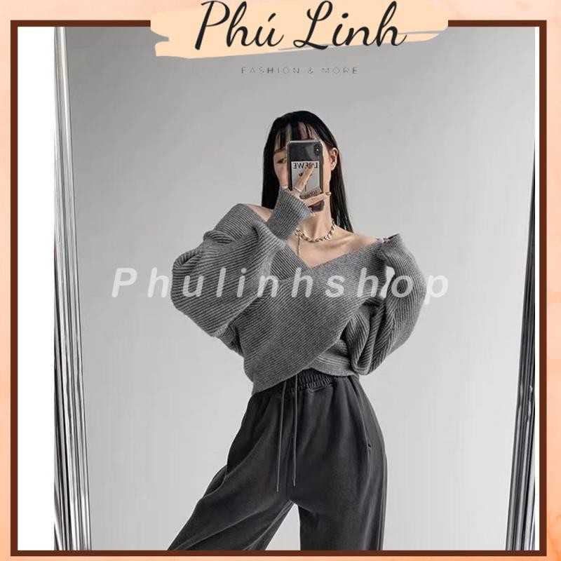 MS1004 Áo len kiểu nữ cánh dơi vạt chéo cổ tim