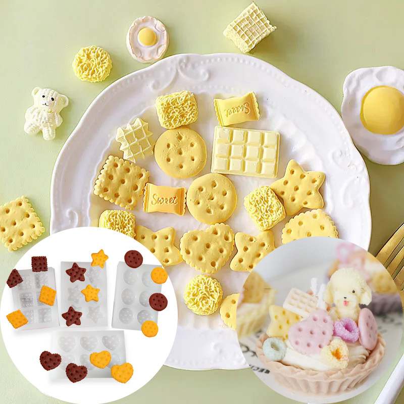 Nhiều Loại Khuôn Silicon DIY Cookie Hình Phô Mai Chocolate Chip Tình Yêu Pentagram Trang Trí Fondant