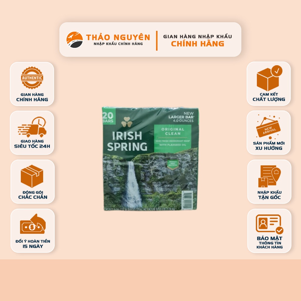 [1 lốc 20 bánh] Xà bông Irish Spring cục 113g