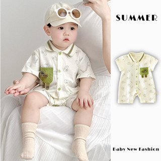Mùa Hè Mới Quần Áo Cho Bé Trai Và Bé Gái Áo Sơ Mi Tay Ngắn Body 0-24 Tháng Tuổi Hoạt Hình Siêu Dễ Thương Đầy Cá Sấu Nhỏ Jersey Phong Cách Hàn Quốc