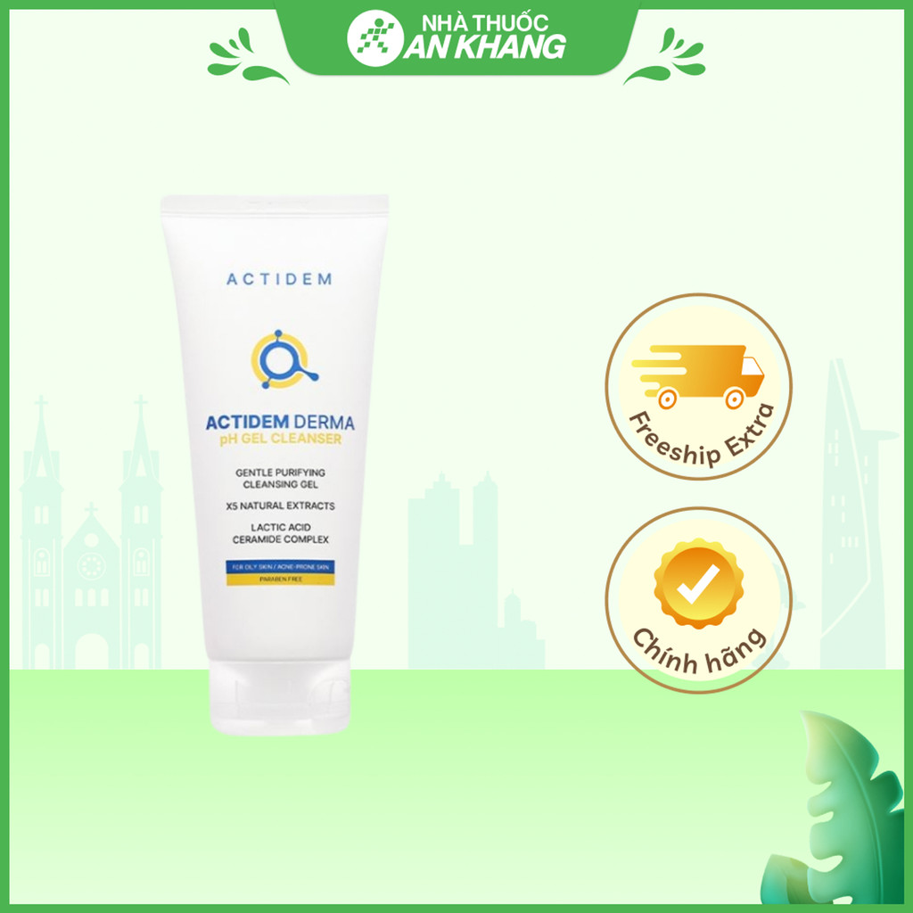 Gel rửa mặt Actidem Derma pH làm sạch dầu thừa, bã nhờn cho da dầu mụn tuýp 150ml