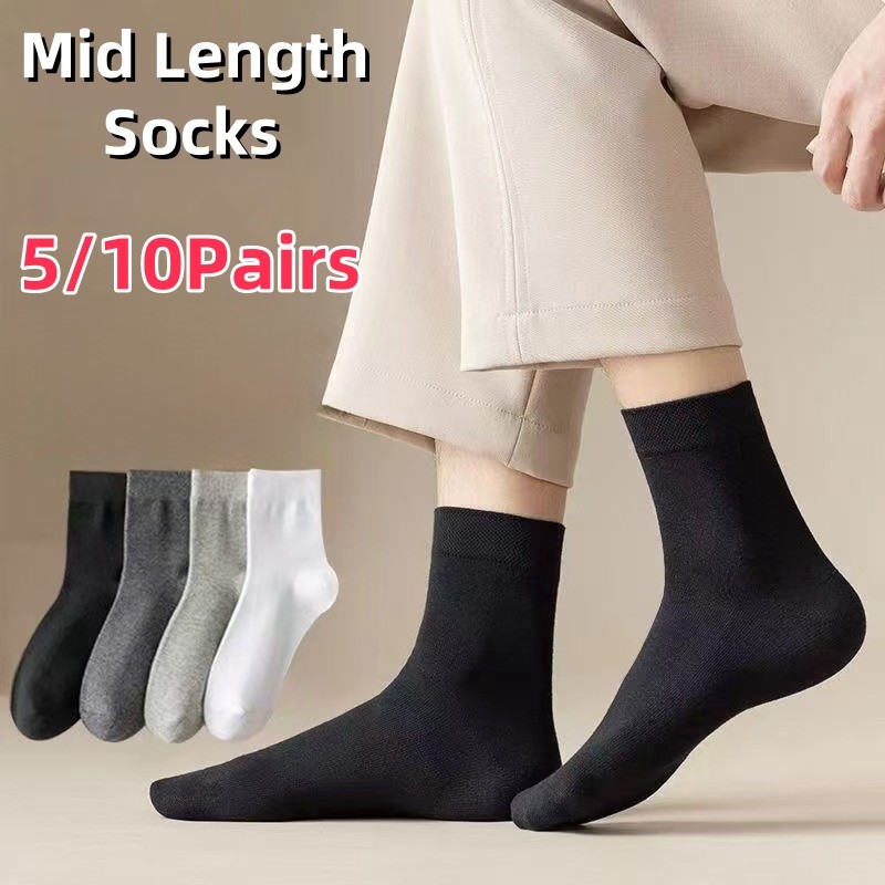 5 / 10 Đôi Tất Nam Cotton Nam Ống Giữa Tất Cotton Cho Nam Tất Thoải Mái