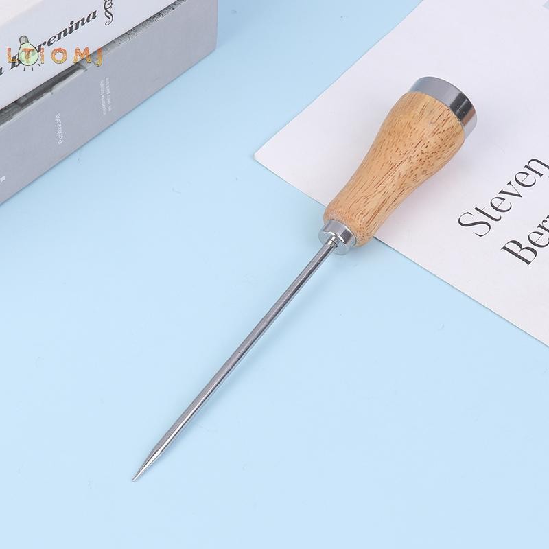 [LTIOMJ] Ice Pick Ice Icing Breaker Tay cầm bằng gỗ Thép không gỉ Ice Pick Punch Crusher Cocktail St
