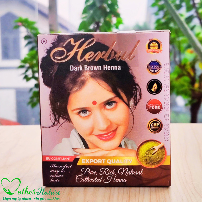 Bột nhuộm tóc hiệu Herbul Dark Brown Henna Powder (Hộp)