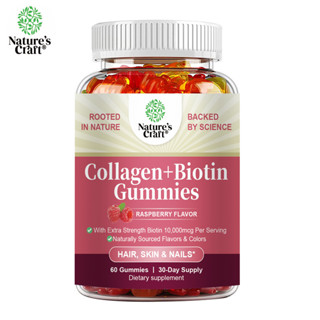Nature'sCrart Kẹo dẻo tóc, da và móng cho phụ nữ - Kẹo dẻo Biotin và Collagen cường độ cao