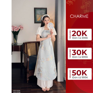 Áo dài gấm hoa tay bồng Charme 312025