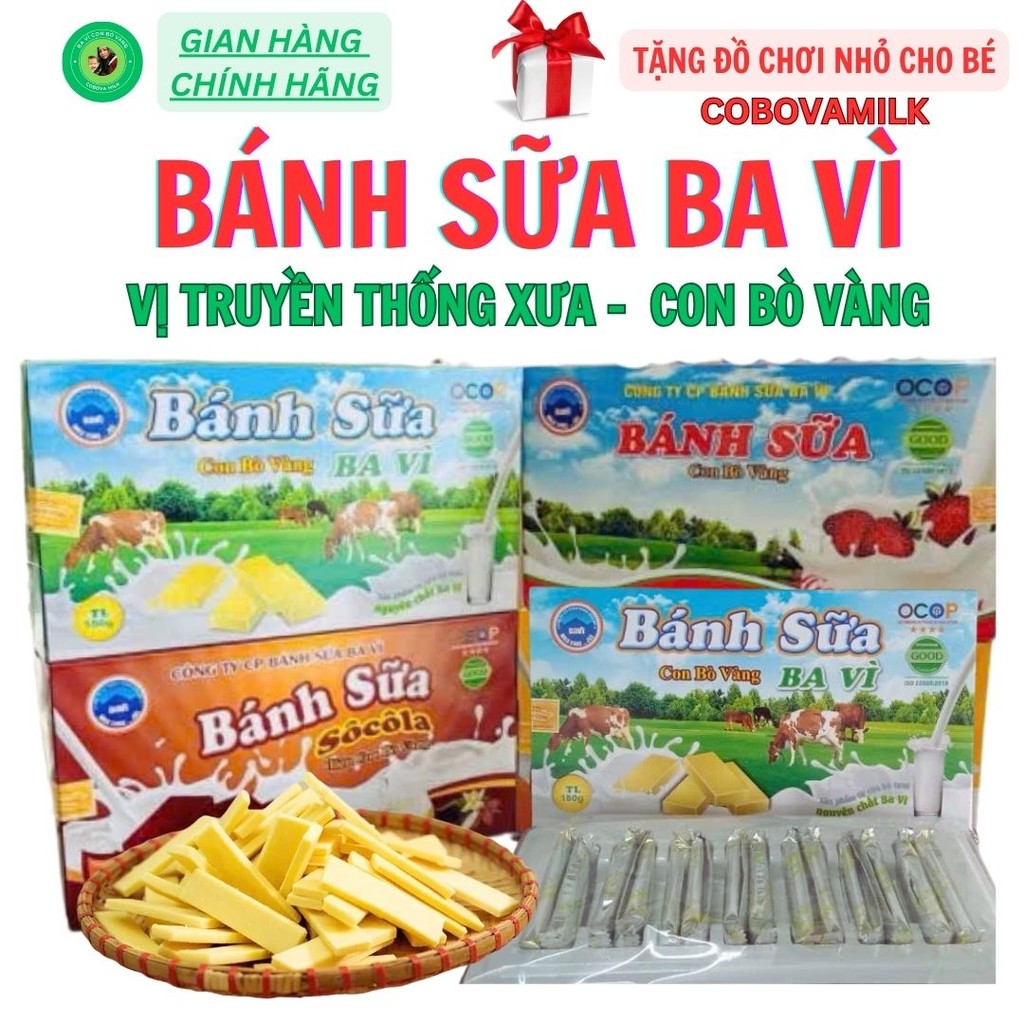 Hộp Bánh Sữa Ba Vì Truyền Thống Xưa Con Bò Vàng Ba Vì COBOVA Nhiều Vị Thơm Beó Đặc Sản Ba Vì Milk