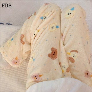  Quần nhung mặt bích FDS quần ngủ nhung san hô Hello Kitty dễ thương hoạt hình quần dài mùa thu đông cho nữ quần mặc nhà 