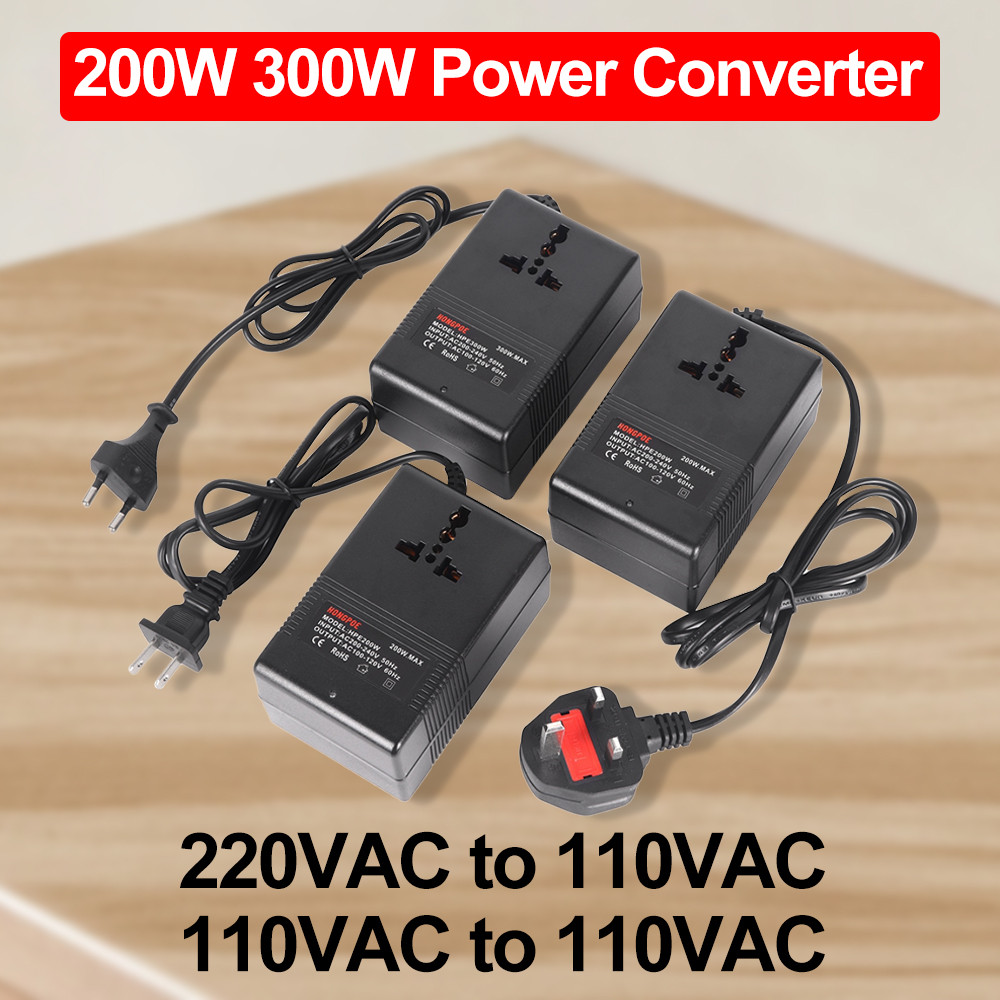 200W 300W Bộ Chuyển Đổi Điện Áp 220V Sang 110V Biến Áp Bước Xuống Biến Áp Bộ Chuyển Đổi Du Lịch 110V