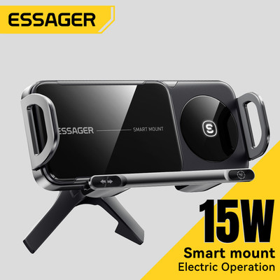 Essager Giá đỡ ô tô Tự động mở và đóng + Xoay + Sạc không dây cho điện thoại màn hình thẳng / có thể gập lại
