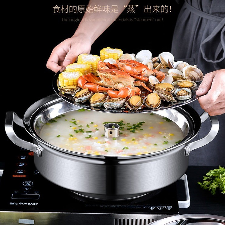 Nồi lẩu hơi inox / Nồi hấp thủy nhiệt 34cm -36cm -38cm -40cm