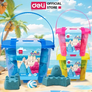  Xô Cát Động Lực Kèm Khuôn Chơi Deli Chất Liệu An Toàn Không Dính Tay Lên Khuôn Tốt Cát Hạt Gel Mịn Cát Vi Sinh 3 Màu Cát 