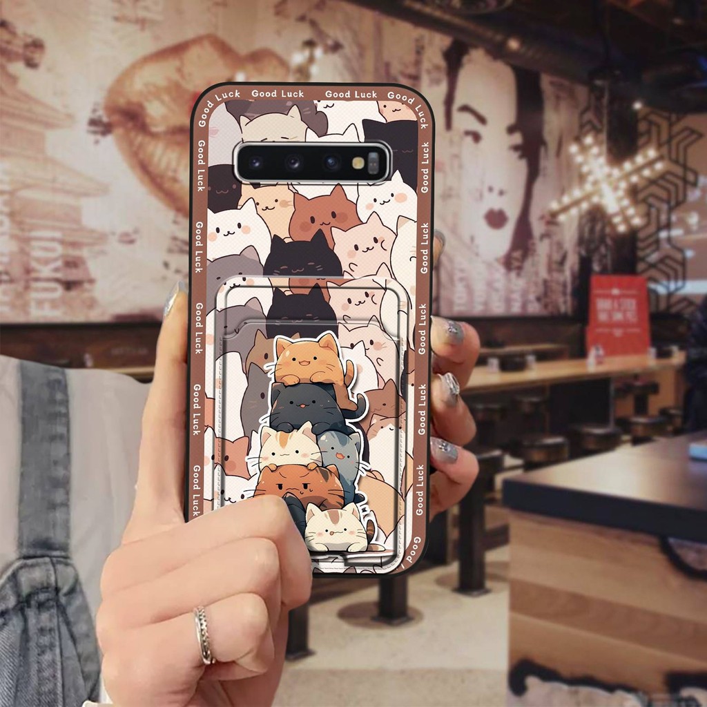 Vỏ Mềm Bảo Vệ Ốp lưng Samsung Galaxy S10 / SM-G973N Silicone TPU Thẻ Tay Chống Thấm Nước Dễ Thương Ố