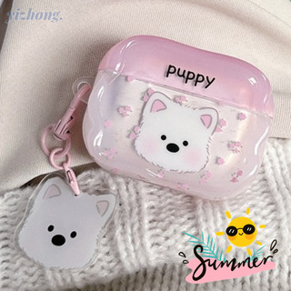  Ốp Tai Nghe Cho Airpods 4 Pro 3 2 1 West Highland White Terrier Họa Tiết Cún Con Màu Hồng Tươi Mềm TPU Chống Sốc Bluetooth Tai Nghe Không Dây Vỏ Bảo Vệ Có Mặt Dây Chuyền Chó 