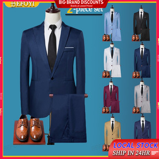 Bộ 2 Bộ Nam Phù Hợp Với Áo blazer Bộ Áo Khoác Quần Công Sở Cưới Hàn Quốc Văn Phòng Sinh Viên Áo Khoác tuxedo Phù Hợp Với SXZ01