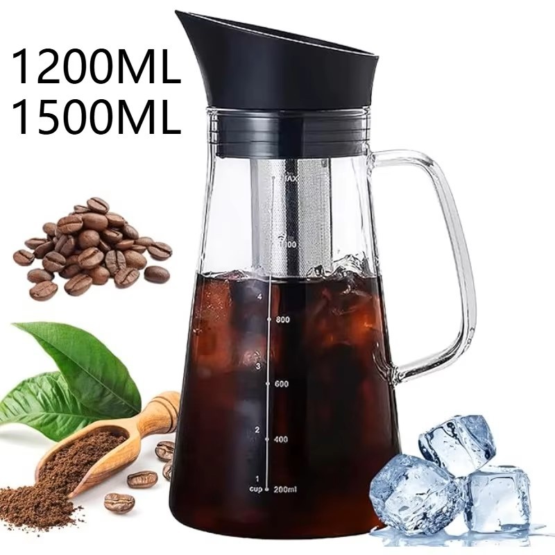 Bình Cold Brew Cao Cấp – Thủy Tinh Cách Nhiệt, Dung Tích 1.2L/1.5L, Lọc Cà Phê Sạch, Dễ Vệ Sinh