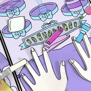 Hftoy Hoạt Hình Tiệm Cắt Tóc Cửa Hàng Móng Tay Sách Yên Tĩnh Bé Gái Handmade DIY Miếng Dán Đồ Chơi Bóp Sách Đồ Chơi Cho Trẻ Em Đồ Chơi Chống Căng Thẳng ~