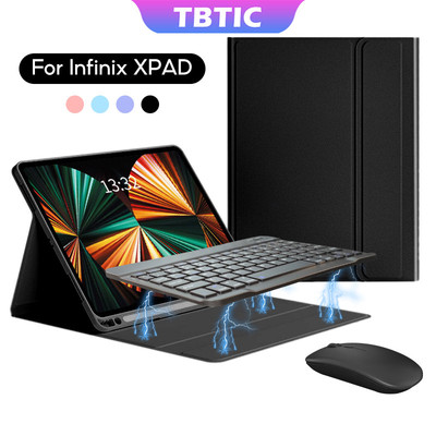 TBTIC Cho Infinix XPAD Ốp Lưng Có Bàn Phím Bộ Chuột Bluetooth Không Dây Bút Giữ Khe Cắm Chống Sốc Trẻ Em
