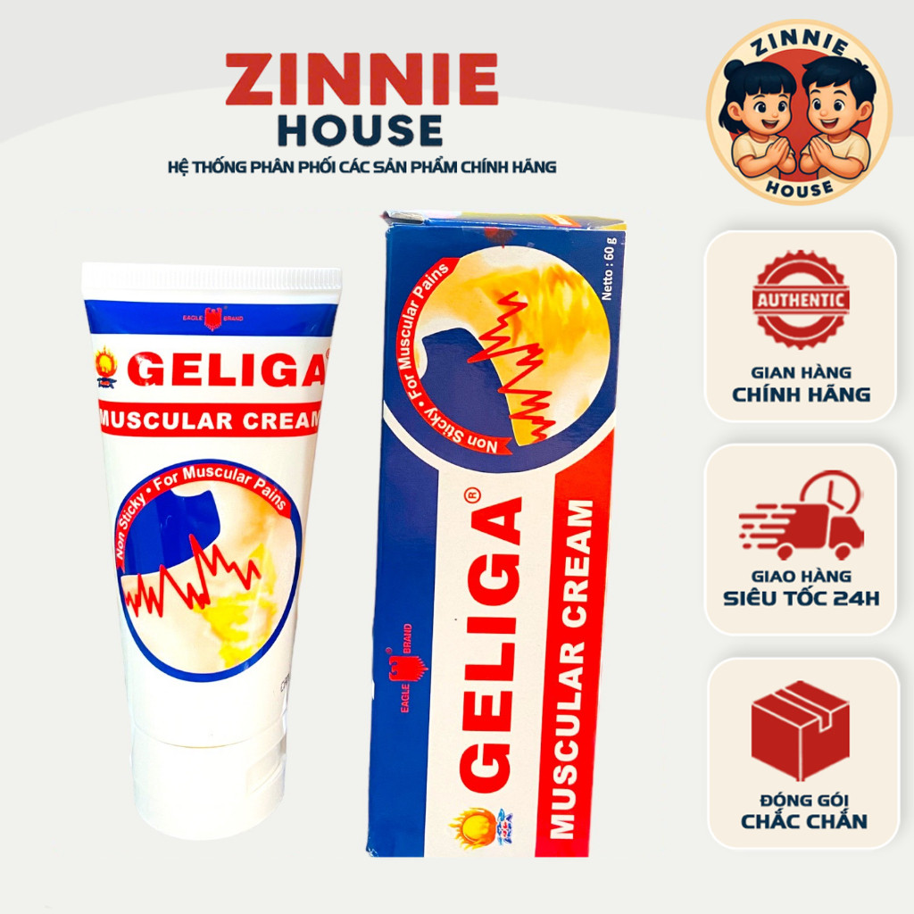 [CHÍNH HÃNG] Kem Xoa Bóp Nóng Geliga Krim Otot 60gram Indonesia (Dạng Tuýp/Chất Kem)