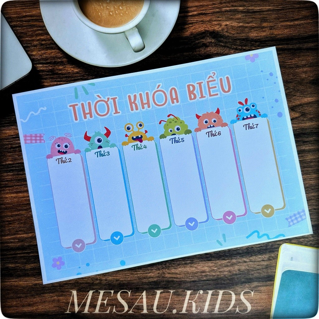 Thời Khóa Biểu Mẫu CAPYBARA - LOOPY - KUROMI - SIZE A5 MESAUKIDS Học Sinh