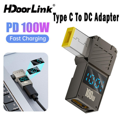 Bộ chuyển đổi phích cắm HdoorLink PD100W Type-C sang DC USB C sang DC Bộ chuyển đổi sạc máy tính xách tay Màn hình kỹ thuật số Đầu nối sạc nguồn