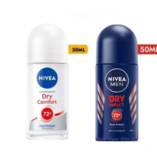 Lăn Khử Mùi Nivea 50ml Khô Thoáng Dry Impact nam/Dry Comfort nữ 72h
